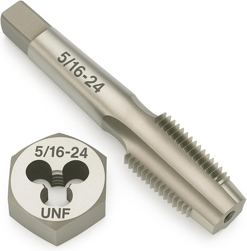 Yamesh 5/16"-24 Thread Tap and Die Set HSS Tap with GCr15 Alloy Steel Hex Die Right Hand Thread Repair Tool for Metalworking and Machinery - Image 1